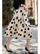 Load image into Gallery viewer, High Waist Draped Vintage Polka Dot A Line Skirt
