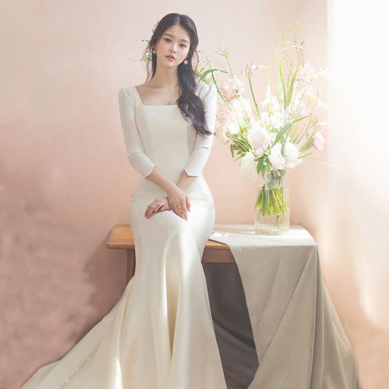 Simple Bride Simple Korean Wedding Dress Princess Korean Style Satin Ball Gown Wedding Dresses Crystals Beaded Simple Bride Simple Korean Wedding Dress Princess Korean Style Satin Ball Gown Wedding Dresses Crystals Beaded