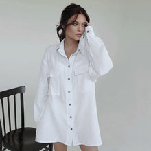 Load image into Gallery viewer, Midi White Shirt Oversized Casual Shirt
