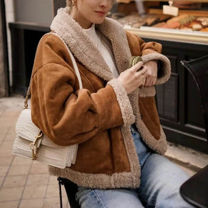Faux Suede Shearling Jacket