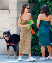 Load image into Gallery viewer, Three Colorway Vintage Floral Slim Tie Spaghetti Casual Dress

