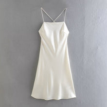 Load image into Gallery viewer, Imitated Acetate Spaghetti Backless Slip Midi Evening Dress
