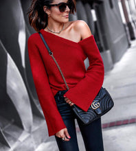 Load image into Gallery viewer, Hot Sale Autumn Fashion Long Sleeve Asymmetrical One Shoulder Rib T shirt
