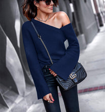 Load image into Gallery viewer, Hot Sale Autumn Fashion Long Sleeve Asymmetrical One Shoulder Rib T shirt
