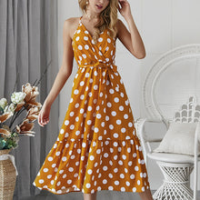 Load image into Gallery viewer, Polka Dot Spaghetti Strap Beachwear Vacation Dress
