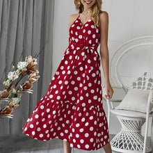 Load image into Gallery viewer, Polka Dot Spaghetti Strap Beachwear Vacation Dress
