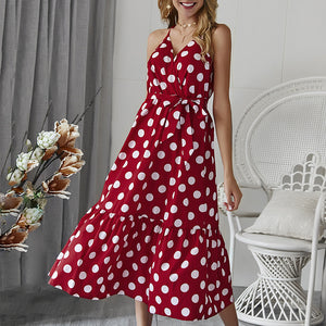 Polka Dot Spaghetti Strap Beachwear Vacation Dress