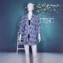 Load image into Gallery viewer, Printed Geometric Tie Dye Three Quarter Sleeve Loose Kimono Beachwear Bikini Cover Up
