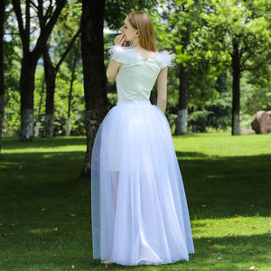 Wedding Tulle Over Skirt Bridesmaid Light Bridal Dress Big Train
