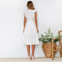Load image into Gallery viewer, Fashion Frilled Zipper Asymmetrical Round Neck Lace Casual Dress
