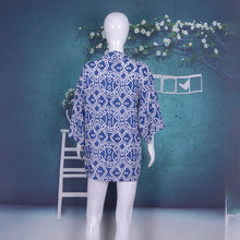 Load image into Gallery viewer, Printed Geometric Tie Dye Three Quarter Sleeve Loose Kimono Beachwear Bikini Cover Up
