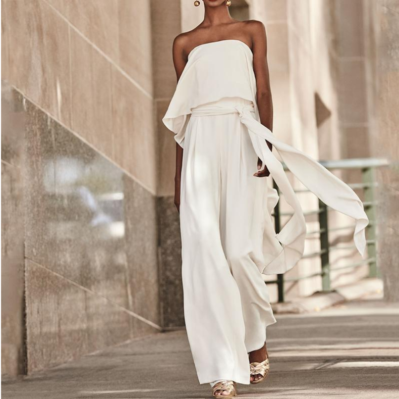 Hot Sale Sexy Strapless Belted Jumpsuit