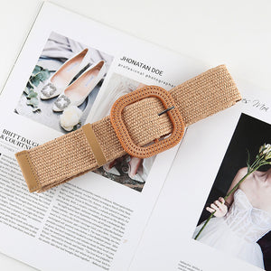 New Design Cotton Linen Style PP Woven Round Square Buckle Embellishment Belts