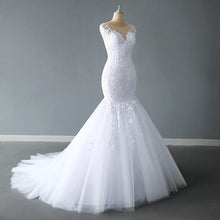 Load image into Gallery viewer, Lace Flower V Neck Sleeveless Bridal Wedding Dress
