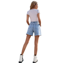 Carica l&#39;immagine nel visualizzatore di Gallery, Pantaloncini in denim slim a vita alta e larghi casual
