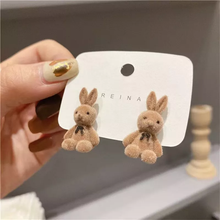 Load image into Gallery viewer, S925 Silver Needle Winter Autumn Cute Flocking Cute Animal Hare Small Stud Earrings
