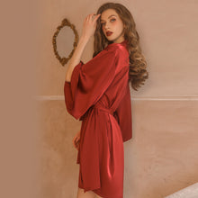 Load image into Gallery viewer, Lace Slip Nightdress Tie Robe Homewear Set
