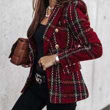 Load image into Gallery viewer, Autumn Winter Plaid Double Breated Short Blazer
