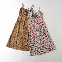 Load image into Gallery viewer, Three Colorway Vintage Floral Slim Tie Spaghetti Casual Dress
