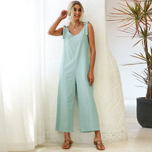 Load image into Gallery viewer, Ladies Tie Loose Straight Solid Jumpsuit
