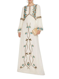 floor length long lantern sleeves ethnic dress