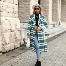 Load image into Gallery viewer, Women Oversized Double Breasted Plaid Tweed Overcoats
