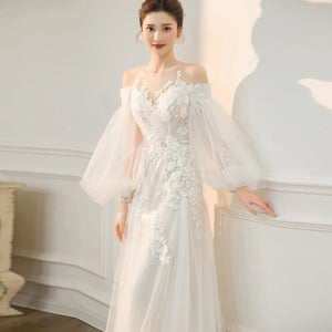 French Style Elegant Fairy Light Bridal Wedding Dress