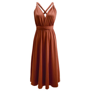 Multiway Wearing Method Tied Bandage Flare Plus Size Bridesmaid Evening Dress