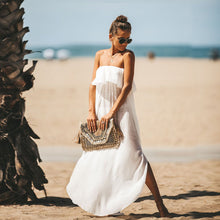 Load image into Gallery viewer, Summer White Rayon Loose Sexy Off Shoulder Beach Cover Up Dress Boho Long Strapless Maxi Dress
