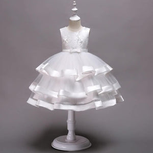 100-150cm Multi-layer Organza Puffy Flower Girl Dress Party Performance Fancy Dress