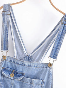 Denim Suspender Trousers High Waist Overalls Jumpsuit