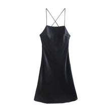 Load image into Gallery viewer, Imitated Acetate Spaghetti Backless Slip Midi Evening Dress
