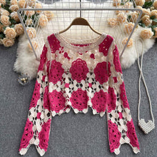 Load image into Gallery viewer, Oversized Crochet Long Sleeve Knit Top
