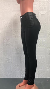 2022 Autumn Winter Women Sexy Solid Casual Skinny PU Pants