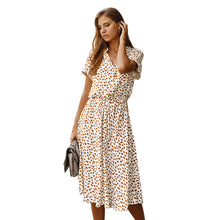 Laden Sie das Bild in den Galerie-Viewer, Summer Short Sleeve Polka Dot Leopard Print Dress
