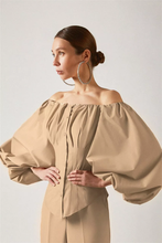 Load image into Gallery viewer, French Style Spring Summer New Design Long Puff Sleeve Off Shoulder Cotton Blouse
