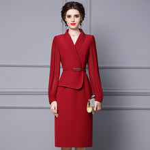 Load image into Gallery viewer, Ladies Autumn Mature Elegent Blazer Skirt Two Piece Set Suit
