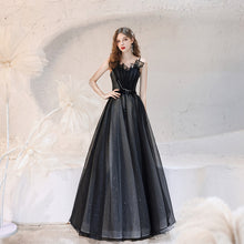 Load image into Gallery viewer, Elegant Black Annual Office Party Banquet Celebrity Pleated Simple Slim Performance Evening Dress
