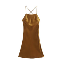Load image into Gallery viewer, Imitated Acetate Spaghetti Backless Slip Midi Evening Dress
