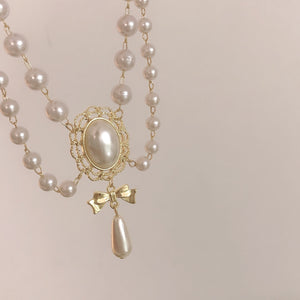 Lolita Style Handmade White Pearl Sweetheart Pendant Necklace