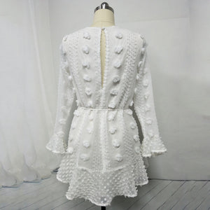 Jacquard Belted Long Sleeve Mini Dress
