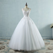 Load image into Gallery viewer, Floor Length High Waist Autumn Deep V Neck Bridal Dress
