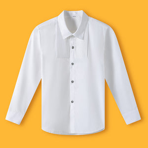 Kids Boys Long Sleeve White Multicolor Shirt Spring Autumn Cotton Junior Primary School Uniform Dress Shirt