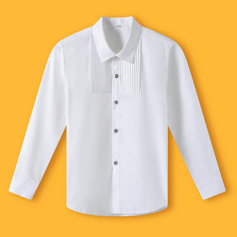 キッズボーイズ長袖ホワイトマルチカラーシャツ春秋コットンジュニア小学校制服ドレスシャツ