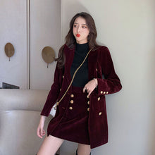 Load image into Gallery viewer, Chic Velvet Blazer Skirt Two Piece Set Suit
