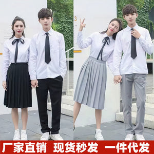 男の子 女の子 中学校クラス 白シャツ スカート パンツ 制服スーツセット パフォーマンス JK 制服