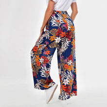 Laden Sie das Bild in den Galerie-Viewer, Loose boho style floral print bandaged summer holiday wear women trousers lady long casual pants
