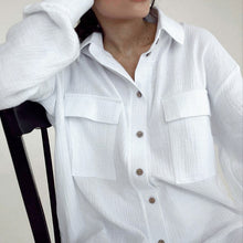Load image into Gallery viewer, Midi White Shirt Oversized Casual Shirt
