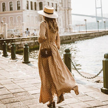 Laden Sie das Bild in den Galerie-Viewer, Long Sleeve Deep V Neck Polka Dot Maxi Dress
