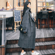 Load image into Gallery viewer, Oversized Plaid Tweed Midi Overcoat
